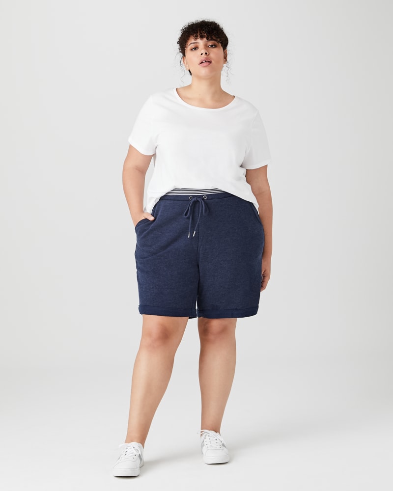 Plus size model with pear body shape wearing Helen Drawstring Short by Marc NY | Dia&Co | dia_product_style_image_id:143065
